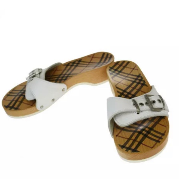 NEW BURBERRY Clog Style Wooden Sandals EU 36.5 - Picture 2 of 6